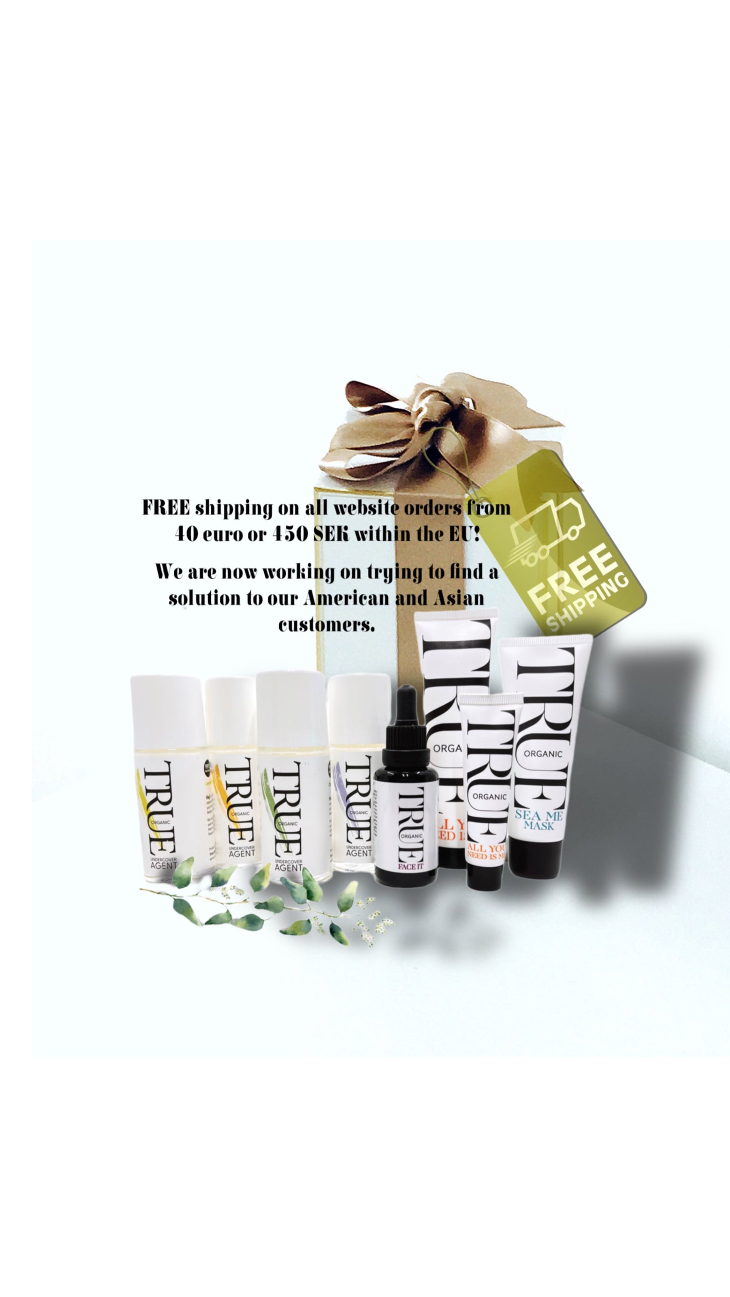 Free shipping True organic skincare products 