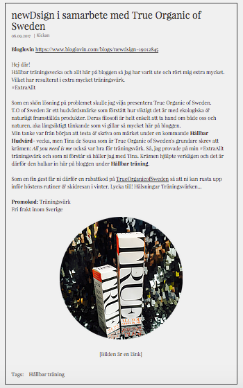 newDsign - True Organic of Sweden